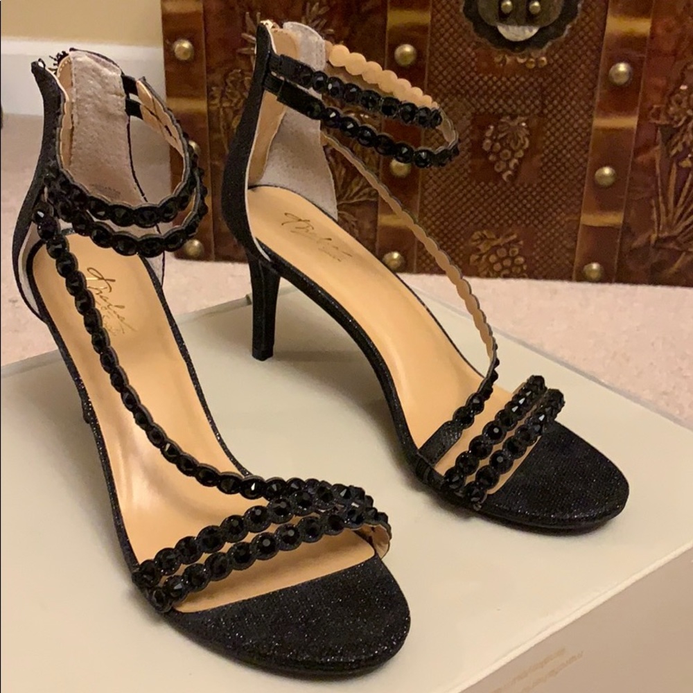 Beaded black dress sandals